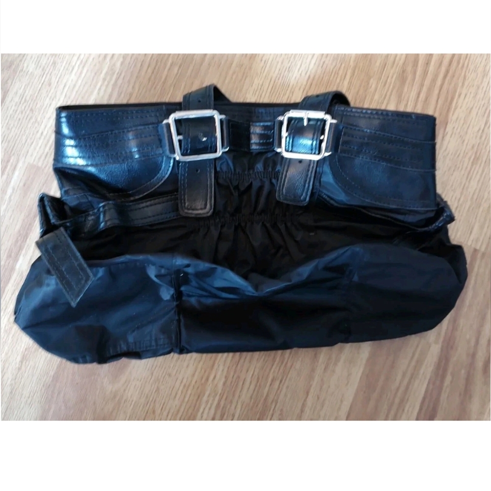 Black Leather Belt with Silver Buckles